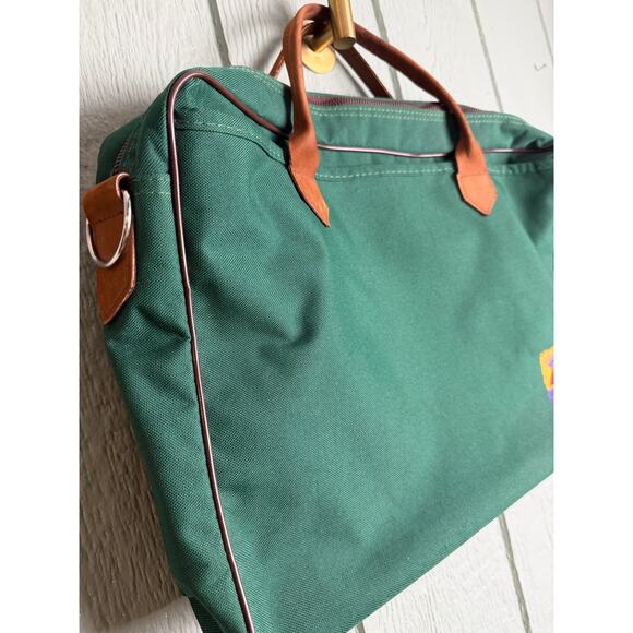 Vintage Tahoe 94 Duffel Bag Green Canvas Leather Handles Retro Travel Carry-On - Picture 3 of 8